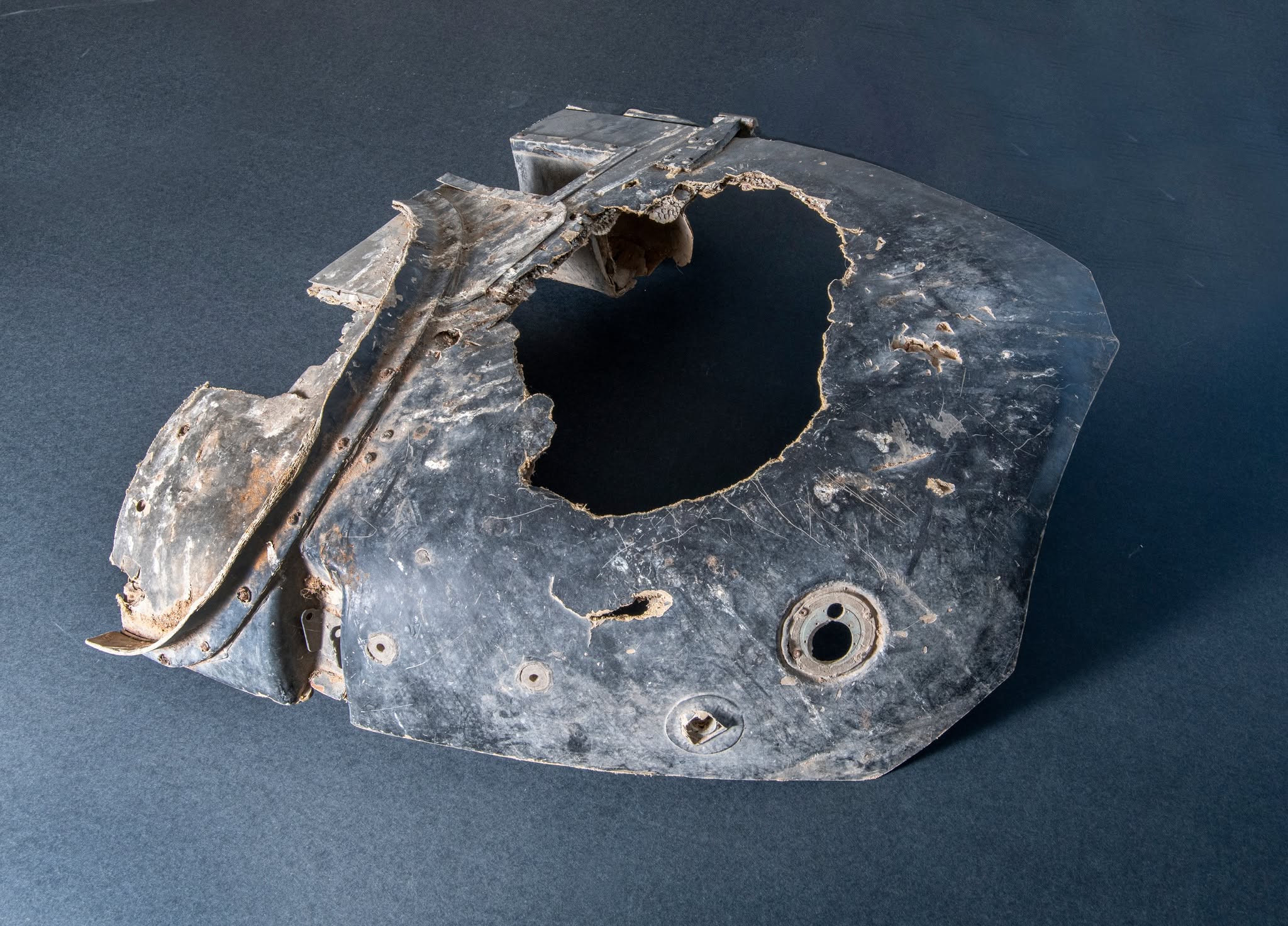 The damaged nose cone of Super 64.