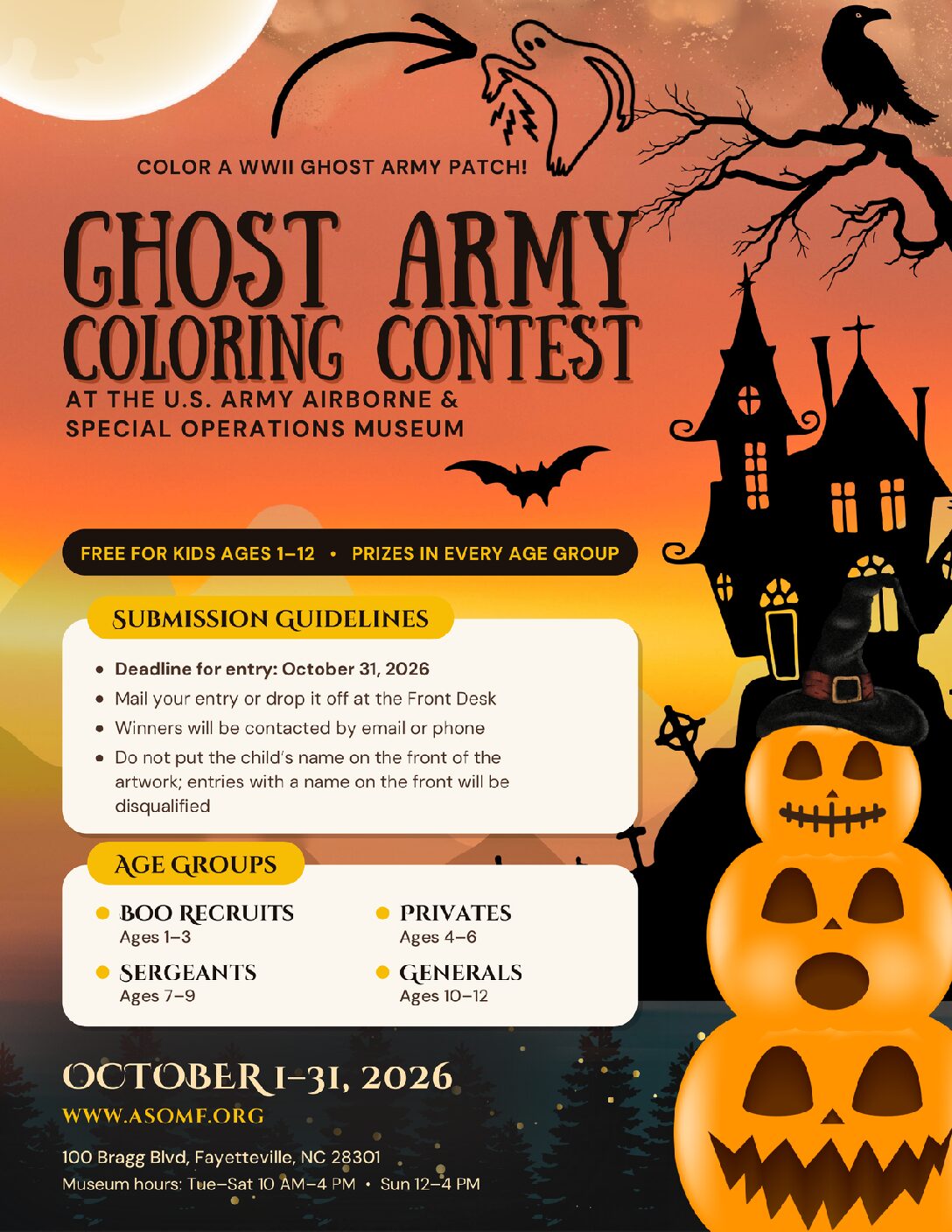 Ghost Army Halloween Coloring Contest flyer